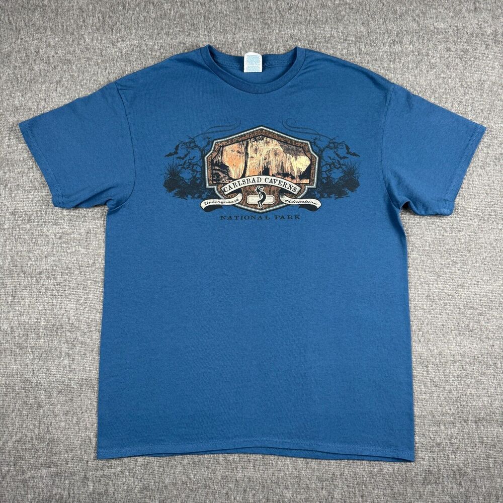 Vintage Carlsbad Caverns Nation Park T-Shirt Men's Large‎ Blue Nature Wildlife